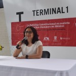 La presidenta de CULTURADH, Rosy Laura Castellanos en la conferencia de prensa del Concurso Nacional de Ensayo Sobre la Reforma Constitucional en Materia de Derechos Humanos.